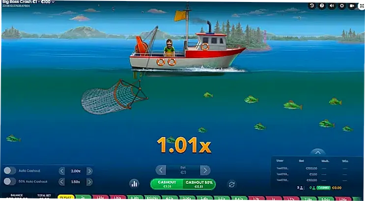 Big Bass Crash cashout screen