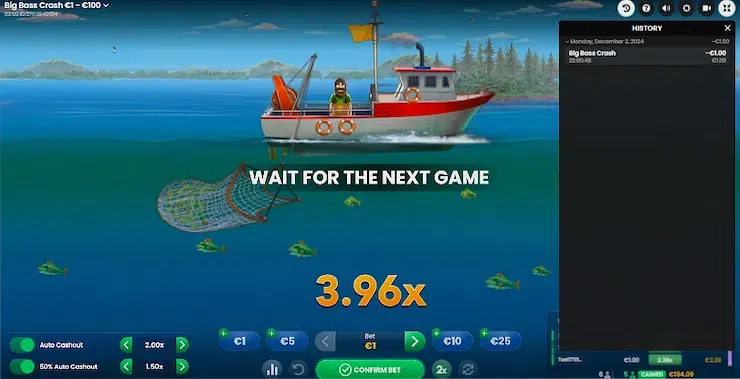 Big Bass Crash gameplay screen